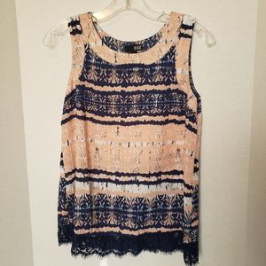 Formal tank with lace trimming